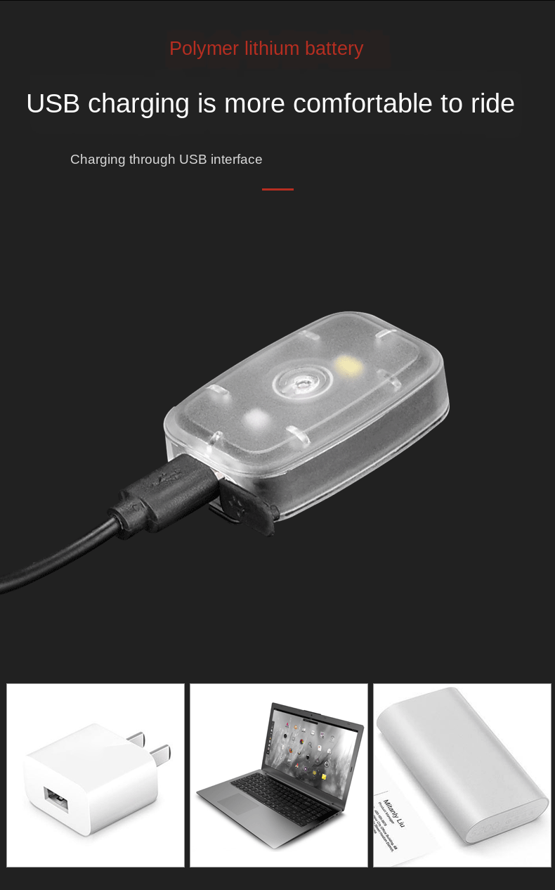 Outdoor IPX5 Waterproof LED Bicycle Light / Bicycle Tail Light Rechargeable 21G