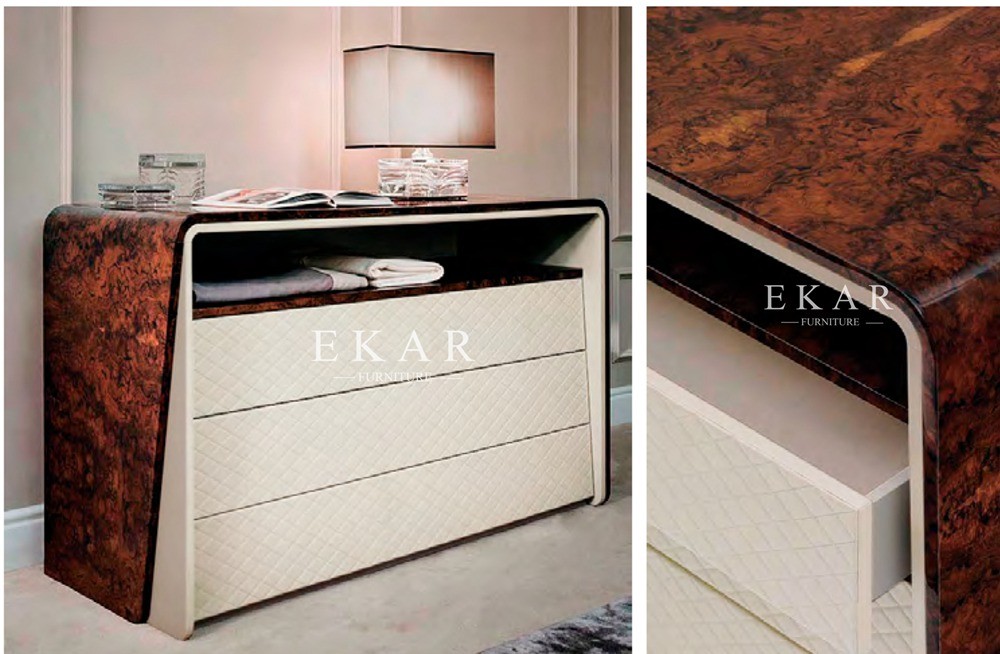 High Gloss Veneer Leather Design Modern Wooden 3 Drawer Chest W006B12A