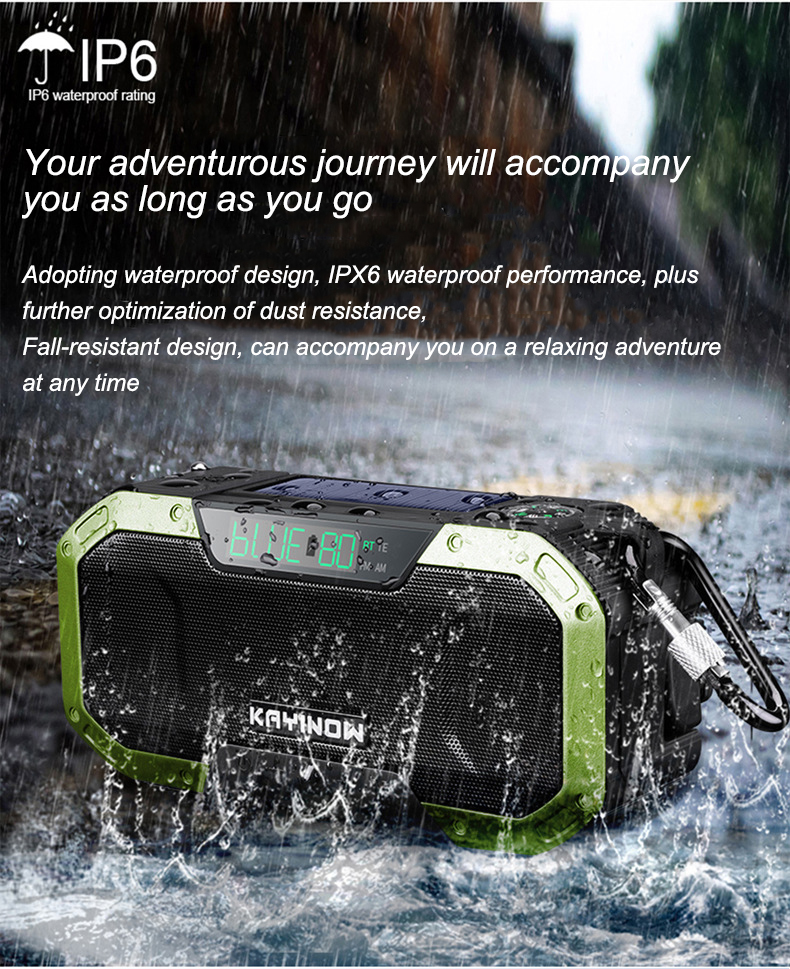AM FM Solar Waterproof Emergency Radio Portable Hand Crank 5000mAh