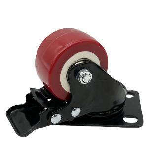 China 2 Inch Red Polyurethane Swivel Light Duty Caster Wheels with brake wholesale