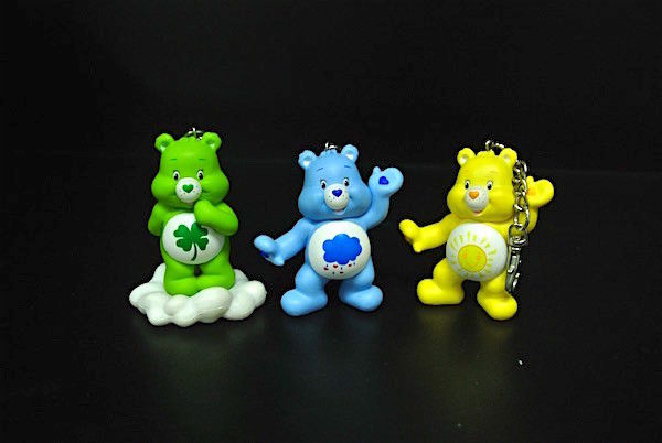 Rainbow Color Key Ring Plastic Toy Figures Care Bear Sell For Collection For kids