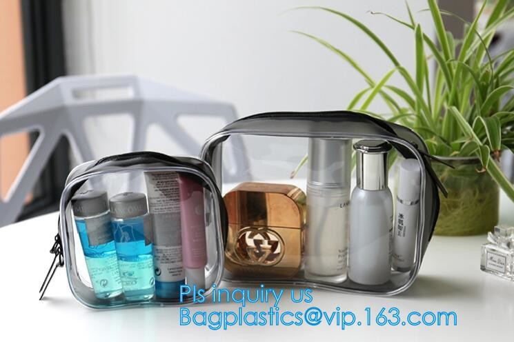 Promotion reusable clear printed transparent zipping storage cosmetic toiletry pvc makeup bag for travel make up, handle
