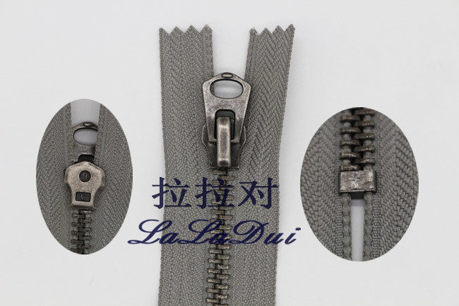 Grey Tape Decorative Zippers For Sewing , Front Zipper Heavy Duty Invisible Zipper