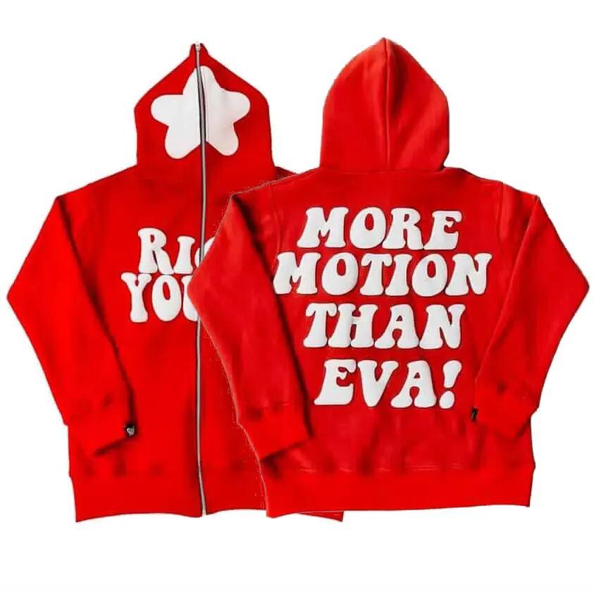Quality 100% Cotton Y2K Custom Zipup Puff Print 3D Foam Fleece Blank Men&prime;s Fullzip Oversized Zipped Zipper Full Zip up Hoodie