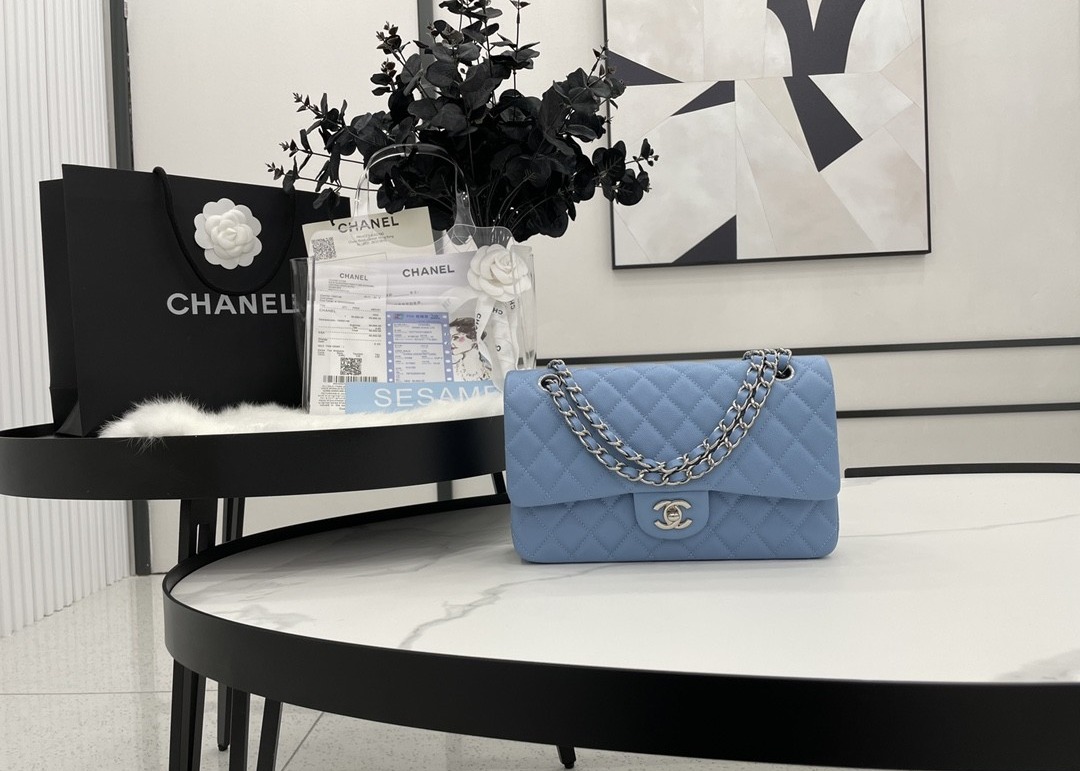 Ball Caviar Womens Chain Bag Calf Skin Inside Suede 25cm Length