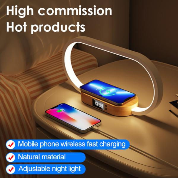 Recyclable Materials Wireless Charger Wooden Charger Fast Charger With Clock And Light