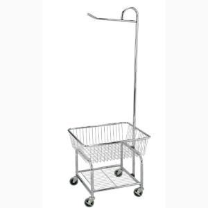 China Laundry Trolley Hotel Display Stand With Wire Basket Dolly Chrome wholesale