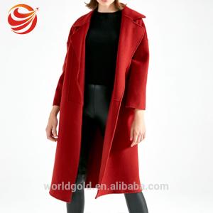 China Wool Long Women's Casual Winter Coats , Red Color Female Winter Jacket wholesale