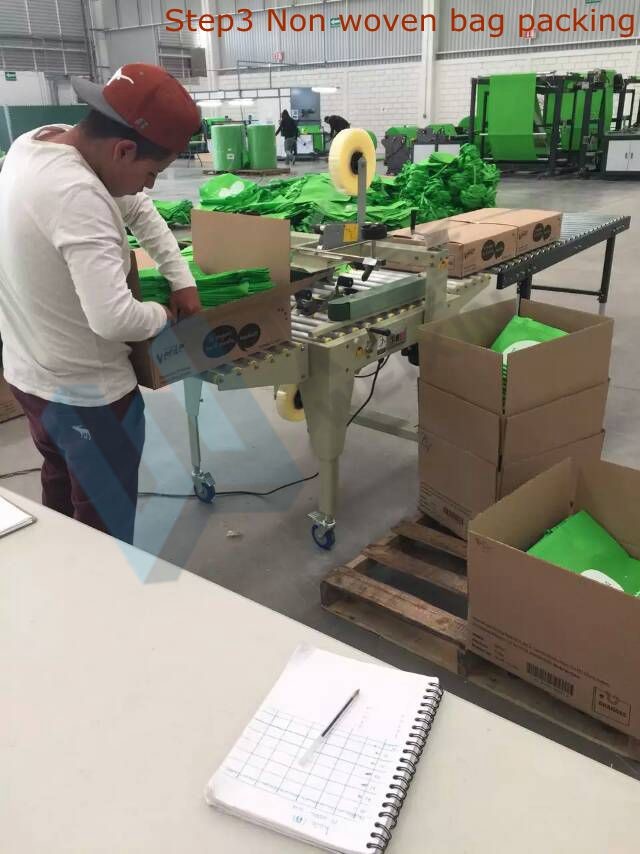 D - Cut Bag Waterproof Non Woven Bag Making Machine With Online Handle Attach
