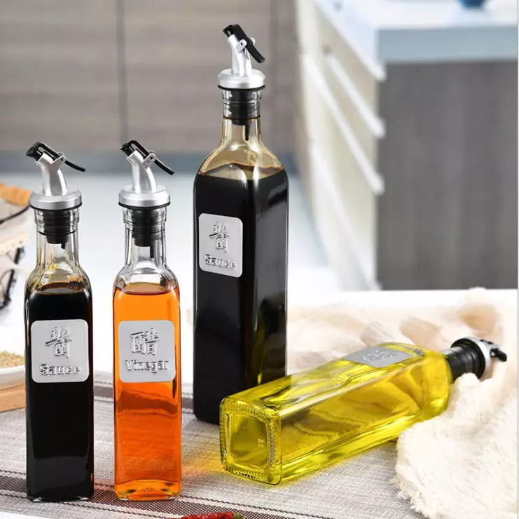 Custom Glass Bottle 650ml 330 Clear Glass Olive Oil Dispenser Bottle with Cap Olive Oil