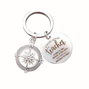 China Stainless Steel Custom Shaped Keychians Teacher'S Day Thanksgiving Key Chain Pendant wholesale