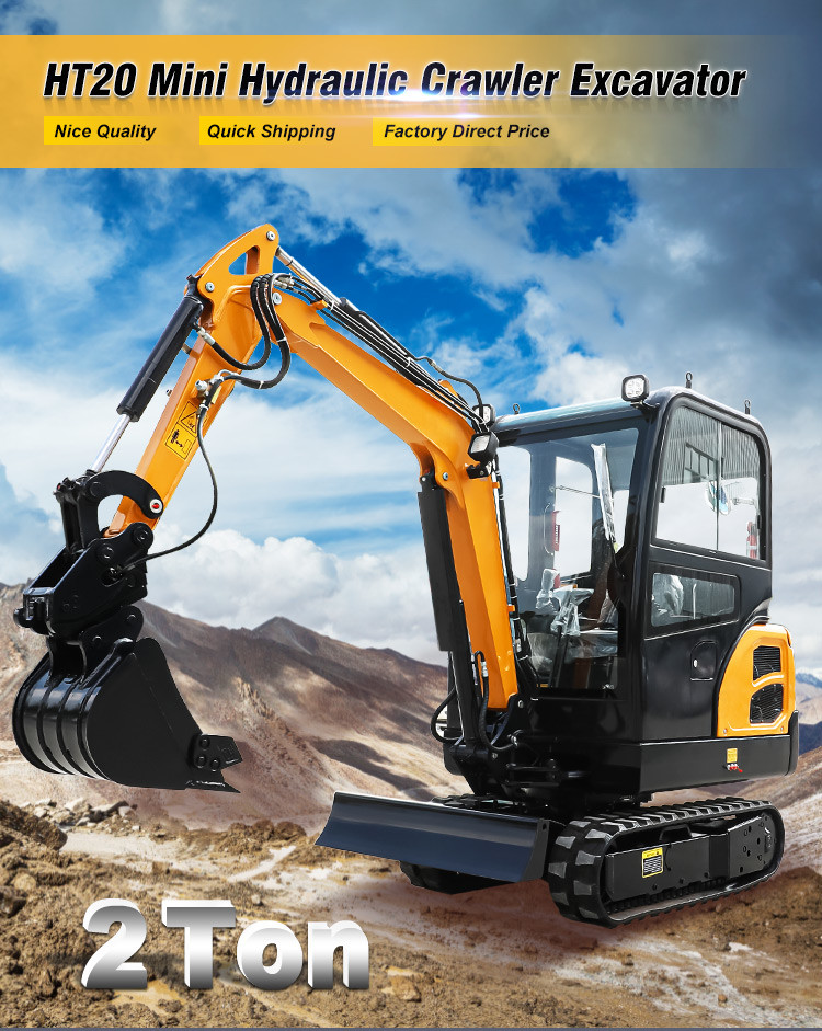 Hightop 2000kg Mini Hydraulic Excavator Small Digger With Front Window Open Close