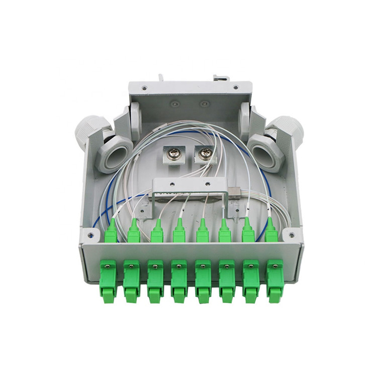 8 Fibers Sc/Apc Fiber Optic Din Rail Terminal Box Grey Cold Rolled Steel