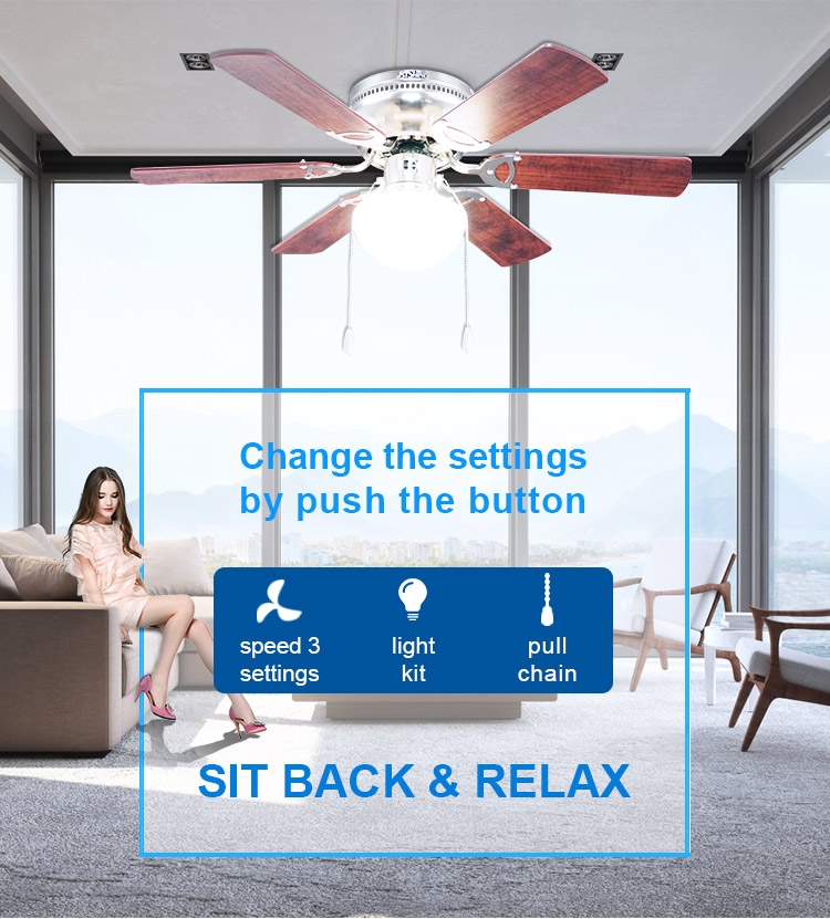 1stshine 32 Inch Ceiling Fan Light with 6 MDF Blades and Remote Control 10-Year Motor