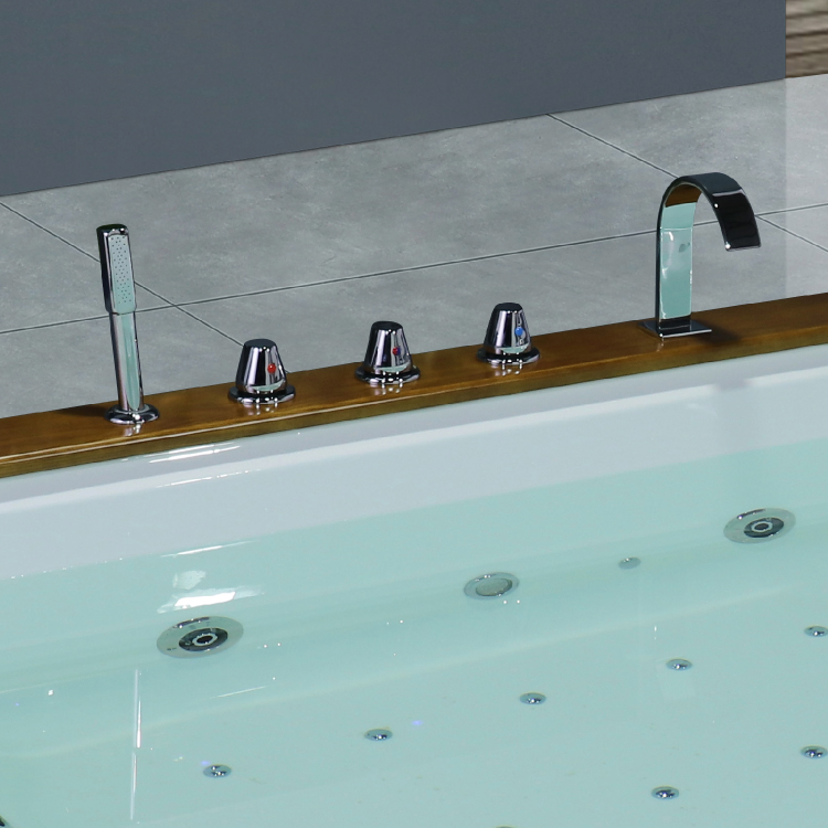 6 Foot Freestanding Jetted Bathtub With Heater 2 Person Air Lights Jetted