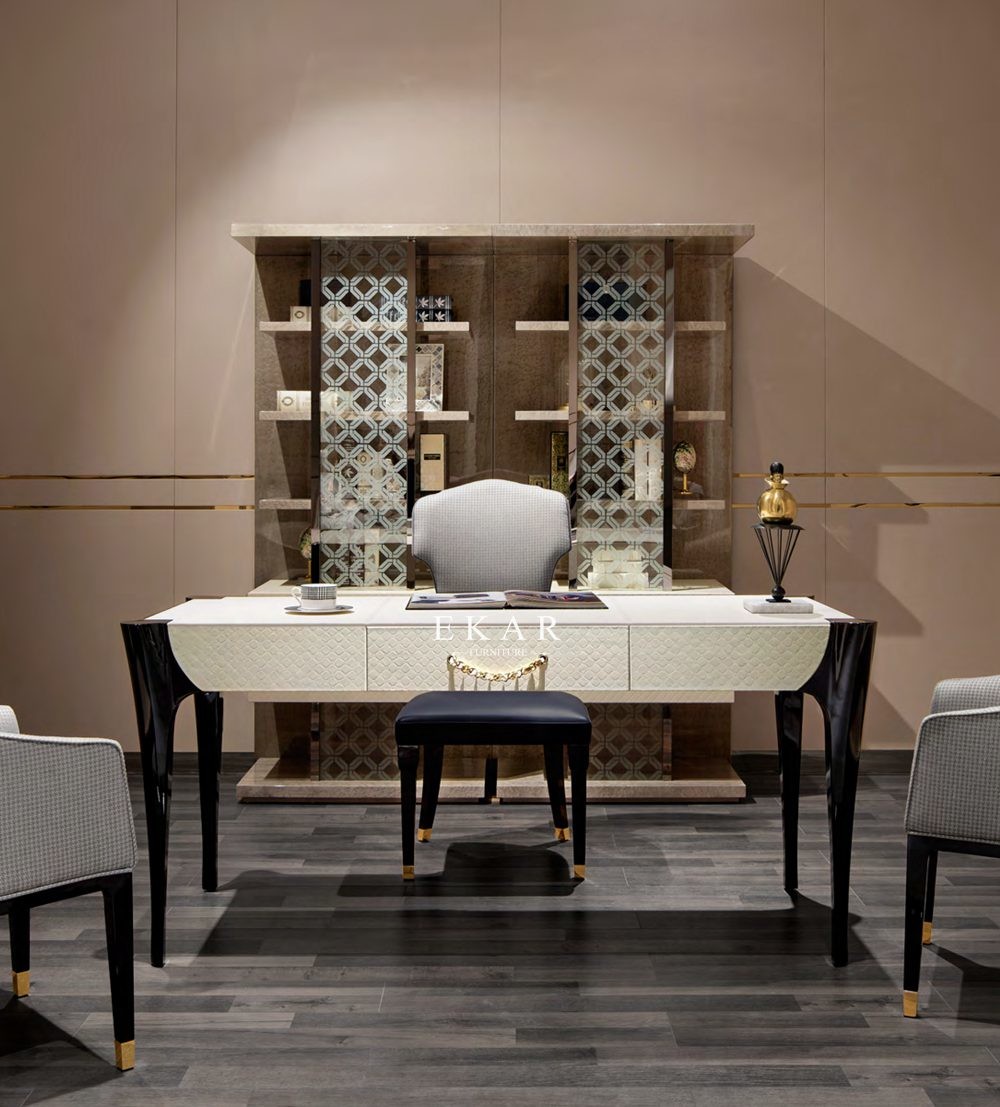 Luxury Marble Top High Gloss Veneer Home Table Modern Office Desk