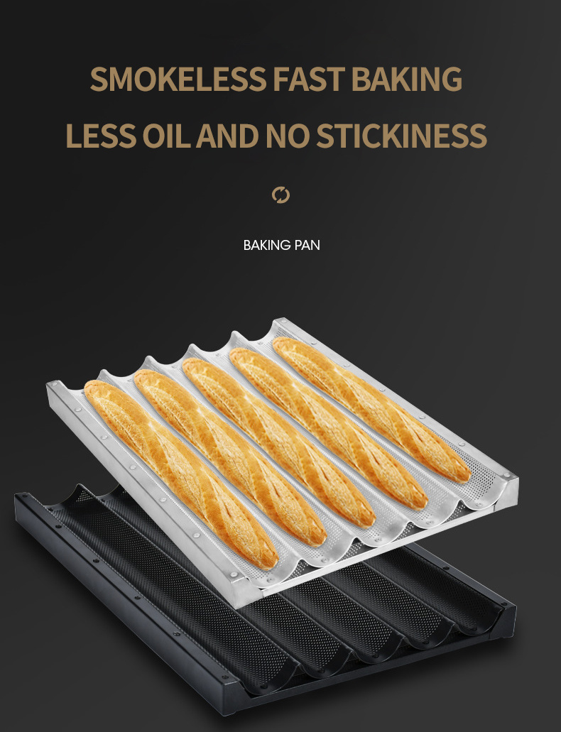 Baguette Baking Mold Non-Stick Perforated Sandwich French Bread Roll Pan Mould