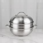 Double Food Steamer Set 28cm Stainless Steel Non Stick For Cooking