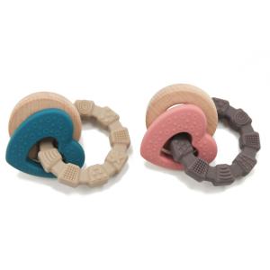 China Antibacteria Ocean Blue Silicone Wood Teether Easy To Grab Shake wholesale
