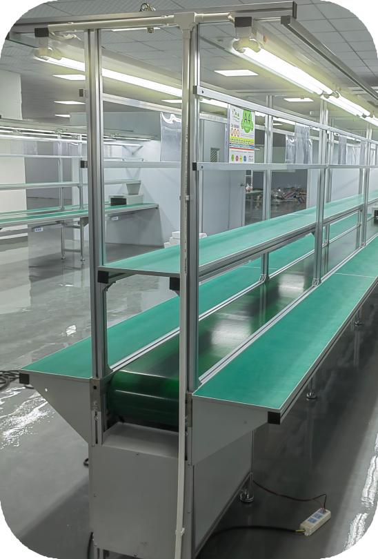Three Row Assembly Line Belt Conveyor High Capacity For Manufacturing Industry
