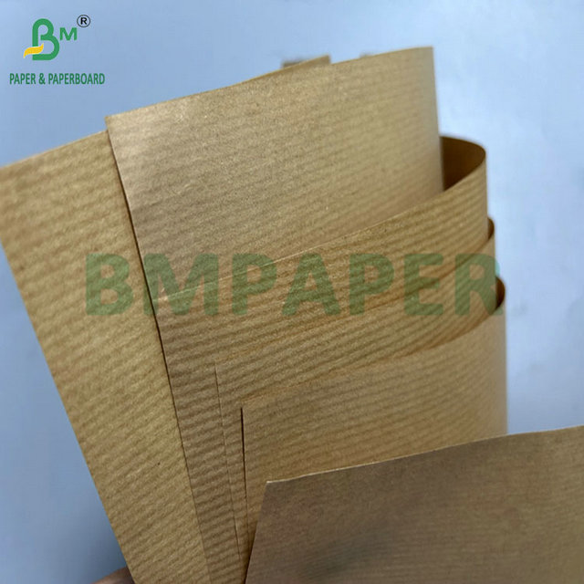 60gsm 70gsm 70x 100cm Brown Coated 1 side Ribbed Kraft Paper For Food Wrap Bags 