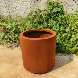 China 100mm Rust Metal Garden Pots Corten Steel Outdoor Round Planter Flower Pot wholesale