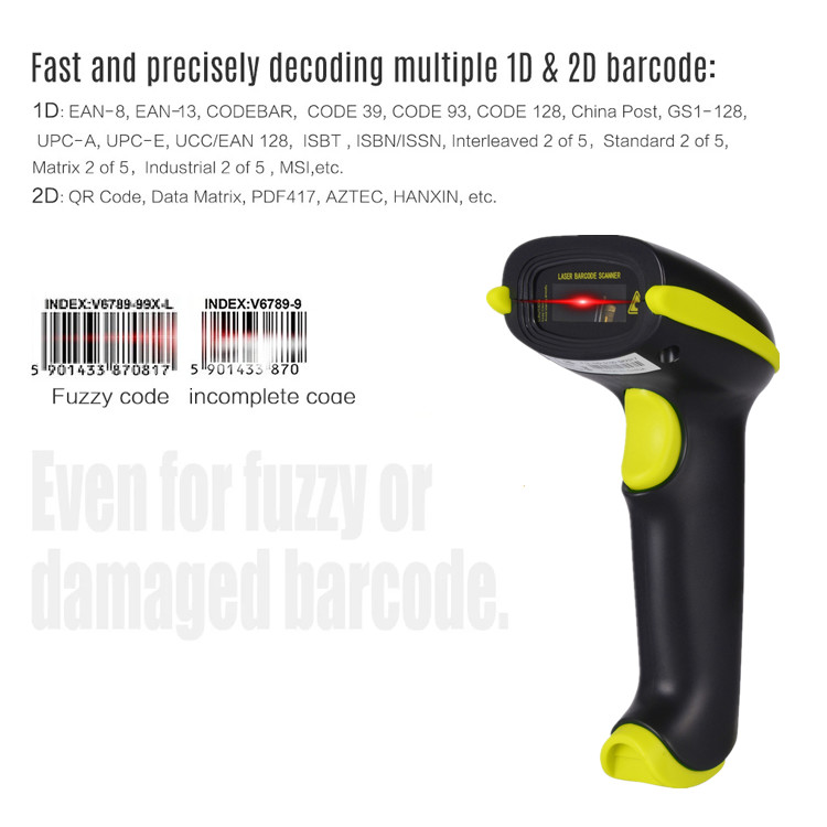 Long Distance Wireless 2d Barcode Scanner Handheld Qr Code Reader For Inventory