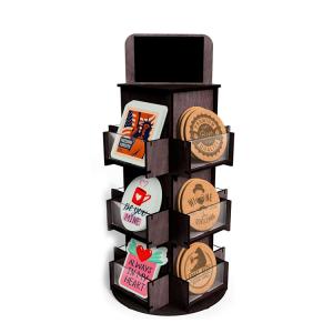 China Custom Rotating Stickers Display Rack Countertop Wood Acrylic Display Stand wholesale