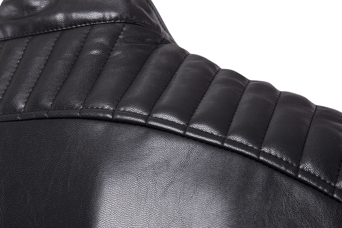 Oem Custom Logo Oversize Waterproof Blouson Utility Motorcycle Coat Pu Leather Stand Collar Men Jackets