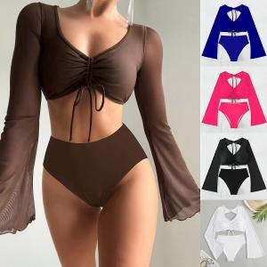 China Ladies' Sexy Two-Piece Swimwear High Elastic Blackless Fashion Europe Abrasion-Resistant Asia Black Hollow Out wholesale