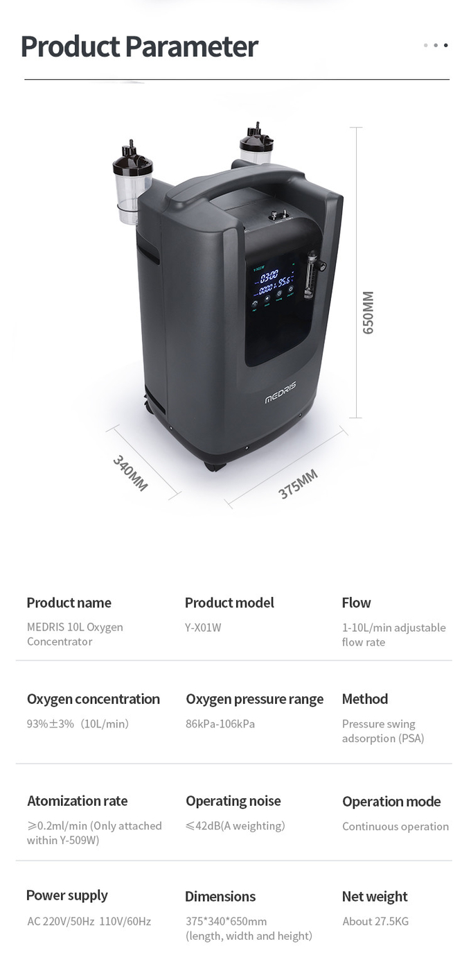 Household Medical 10L Portable Oxygen Concentrator Oxygen Production Treatment