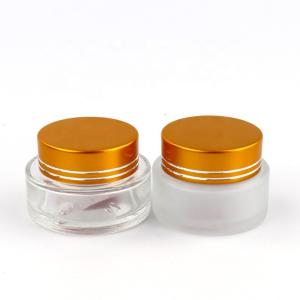 China Airless Glass Beauty Cream Jars Aluminium / Plastic Cap 25-65mm Height wholesale