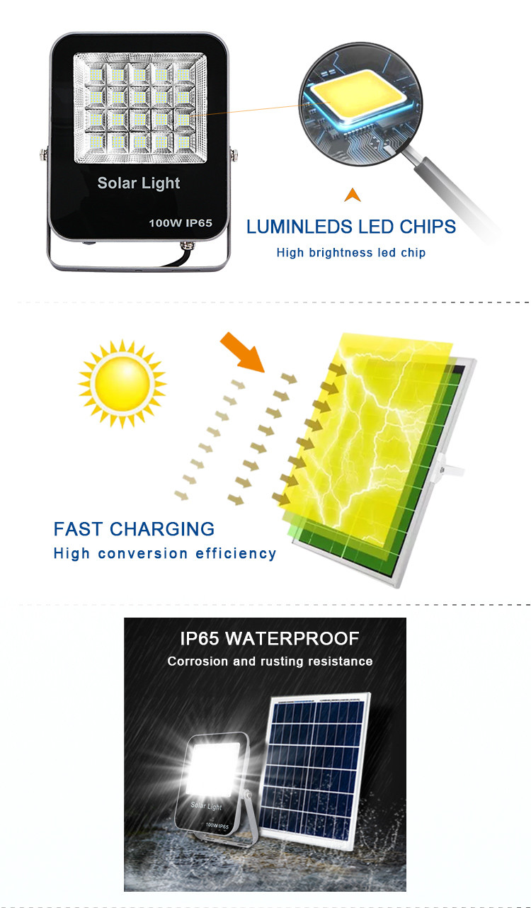 Security Waterproof Ip65 200 Watt Led Flood Light Solar