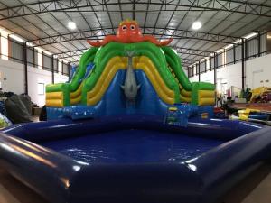 China Octopus Large 0.55mm Inflatable Bounce House Water Slide wholesale