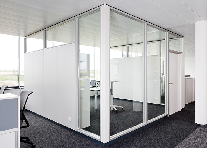 Durable Provides Private And Quiet Meeting Space 90mm Aluminum Glass Frame Clear Partition Wall