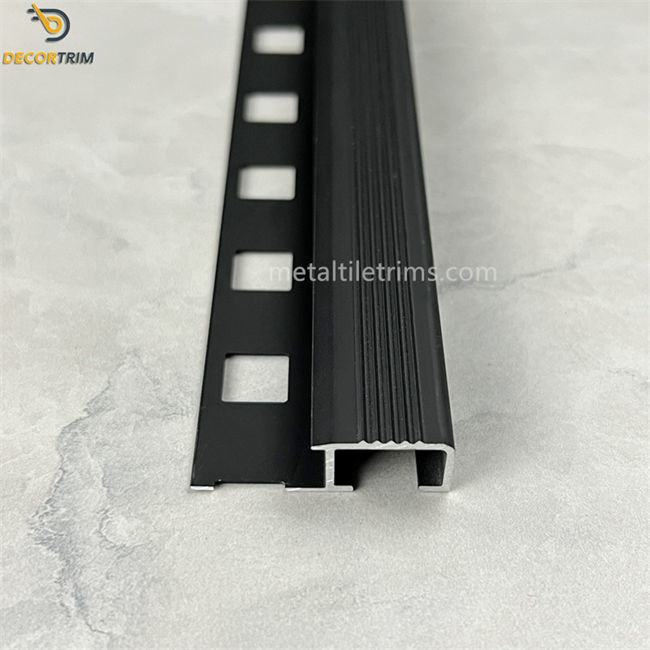 Aluminum Edge Anti Slip Stairs Matt Black Ceramic Tile Trim Pieces Bullnose Tile