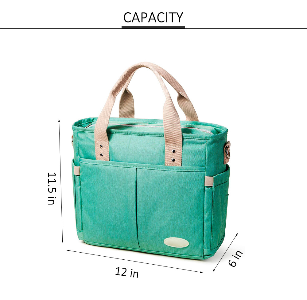 Women Pure Color Insulated Lunch Box With Detachable Shoulder Strap