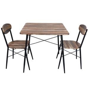 China Brown 2 Seater Metal Dinning Table And Chair Set MDF Wooden Top wholesale