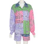 Single Breasted Long Sleeved Ladies Two Piece Short Sets