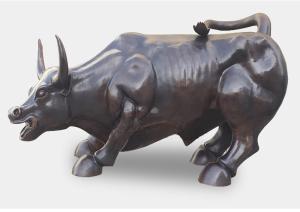 China Large Size Outdoor Metal Animal Sculptures Bronze Wall Street Bull Sculpture wholesale