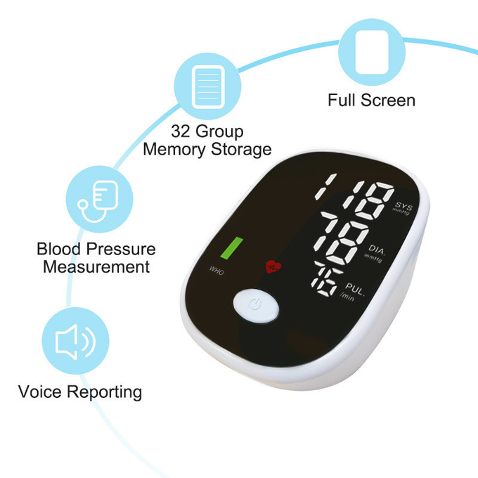 Automatic Electronic Blood Pressure Monitor:Large LCD Voice Broadcasting Automatic Detection Arm‘s Blood Pressure Gauge