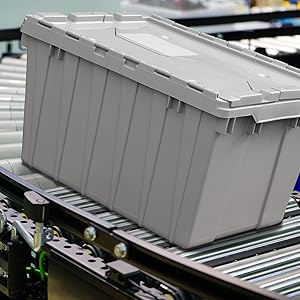 round trip totes reusable moving boxes plastic shipping industrial totes attached lid hinged lid 