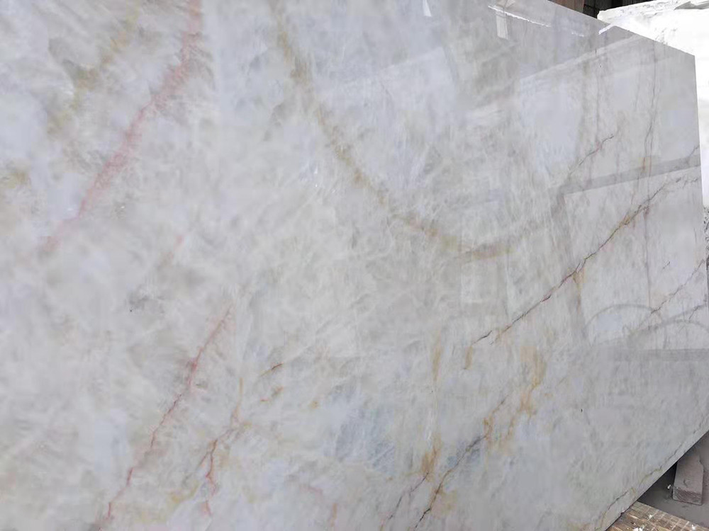OEM White Onyx Marble Stone Slab With Khaki Brown Veins Tiles