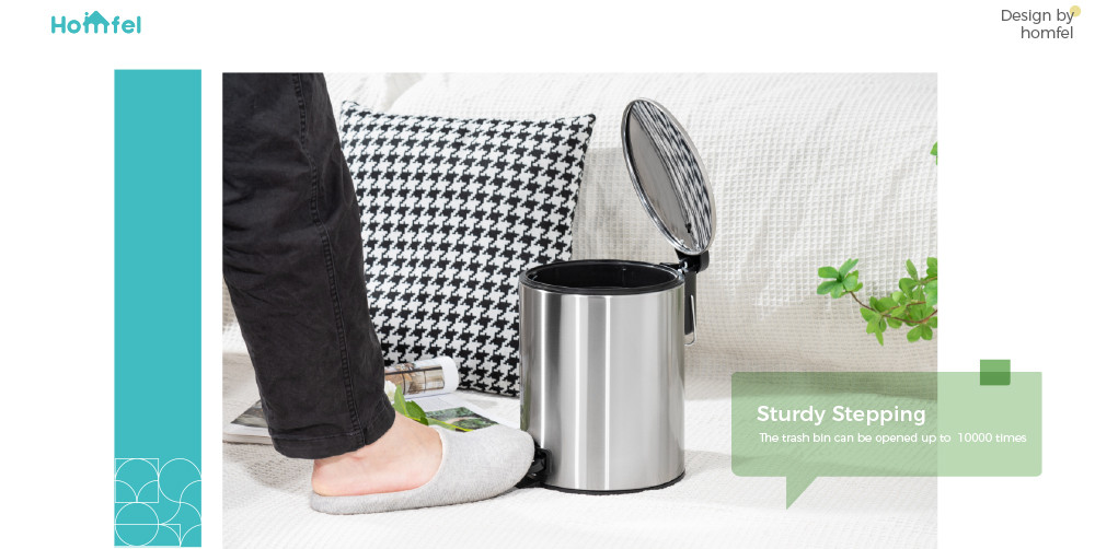 3L 5L 12L 20L 30L Iron Pedal Round Stainless Steel Trash Bin With Thin Lid Capacity