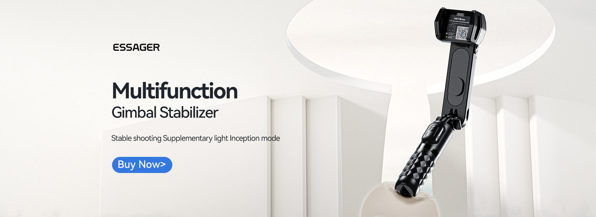 Essager 2022 Yunxiang Single-axis Gimbal Stabilizer Phone Holder With LED Fill Light Handheld Mobile Phone Stand