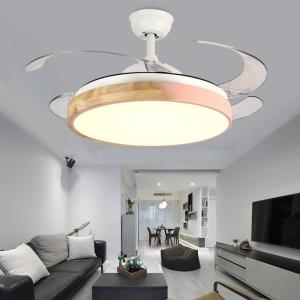 China Macaron 42 inch led ceiling fan with light remote control Fans lamp bedroom home restaurant chandelier fan（WH-VLL-09) wholesale