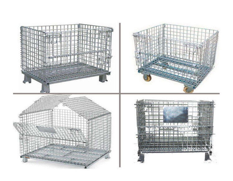 Professional Mesh Storage Cage , Wire Mesh Pallet Cages Hot - Dip Galvanized Finish