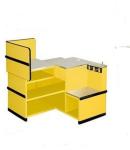 Yellow Supermarket Metal Express Checkout Counter Cash Register Table With Hooks