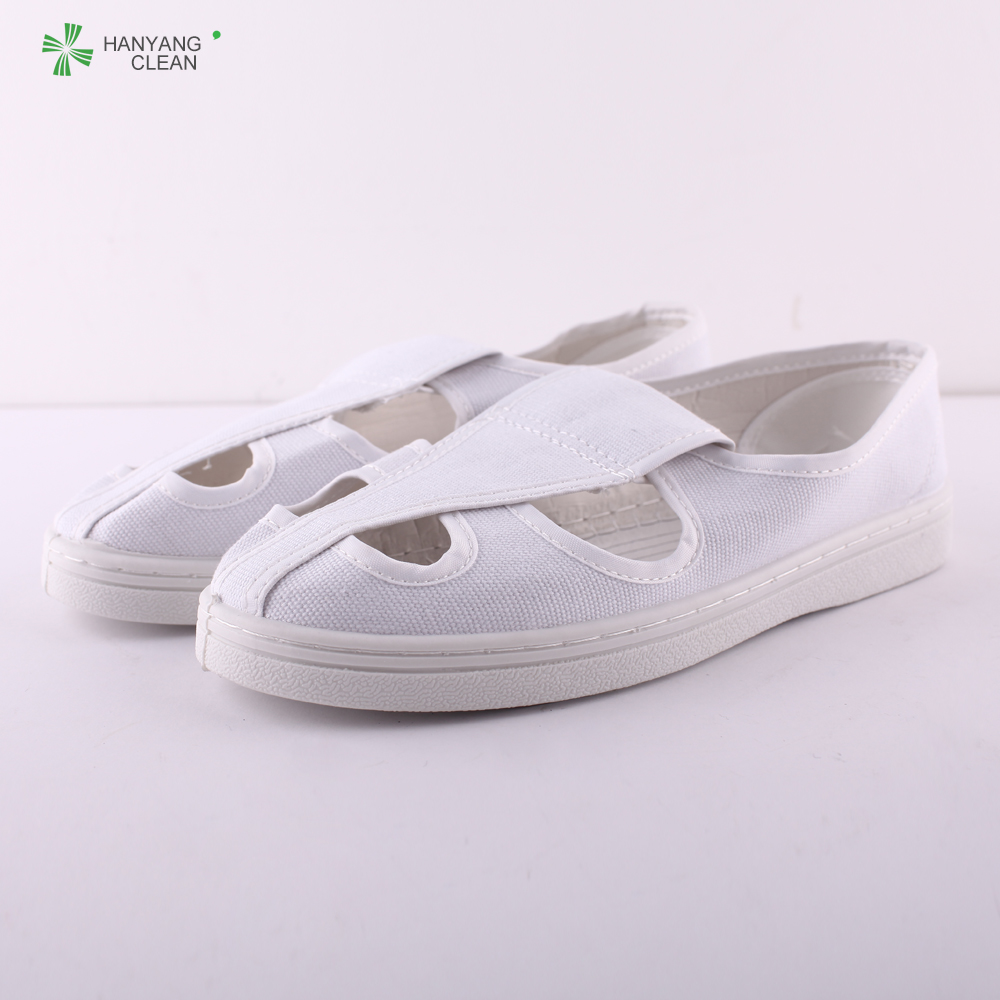 Wholesale Factory white four eyes breathable esd electronics canvas shoes for cleanroom