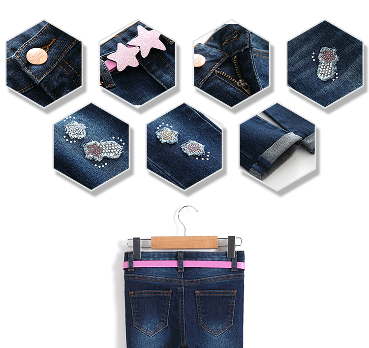Slim Fit Adjustable Waist Kids Denim Clothes , Spring Girls Denim Pants